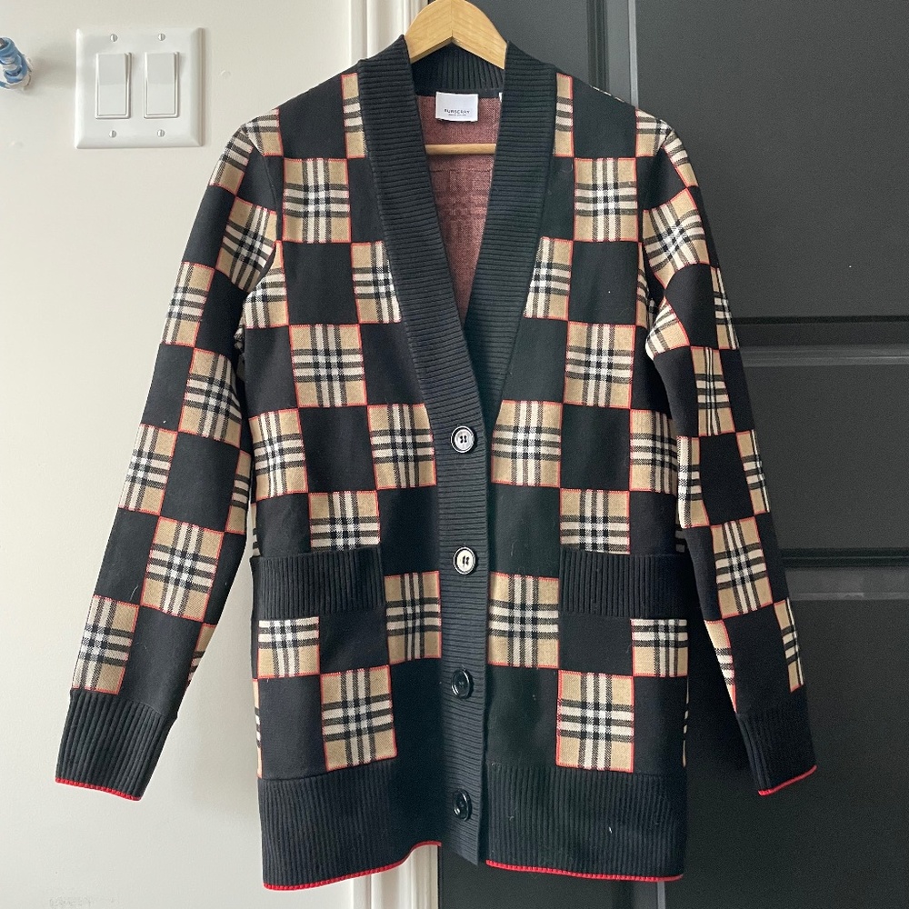 EMT 420 Burberry Chequer Merino Wool Blend Cardigan - Picture 8 of 8